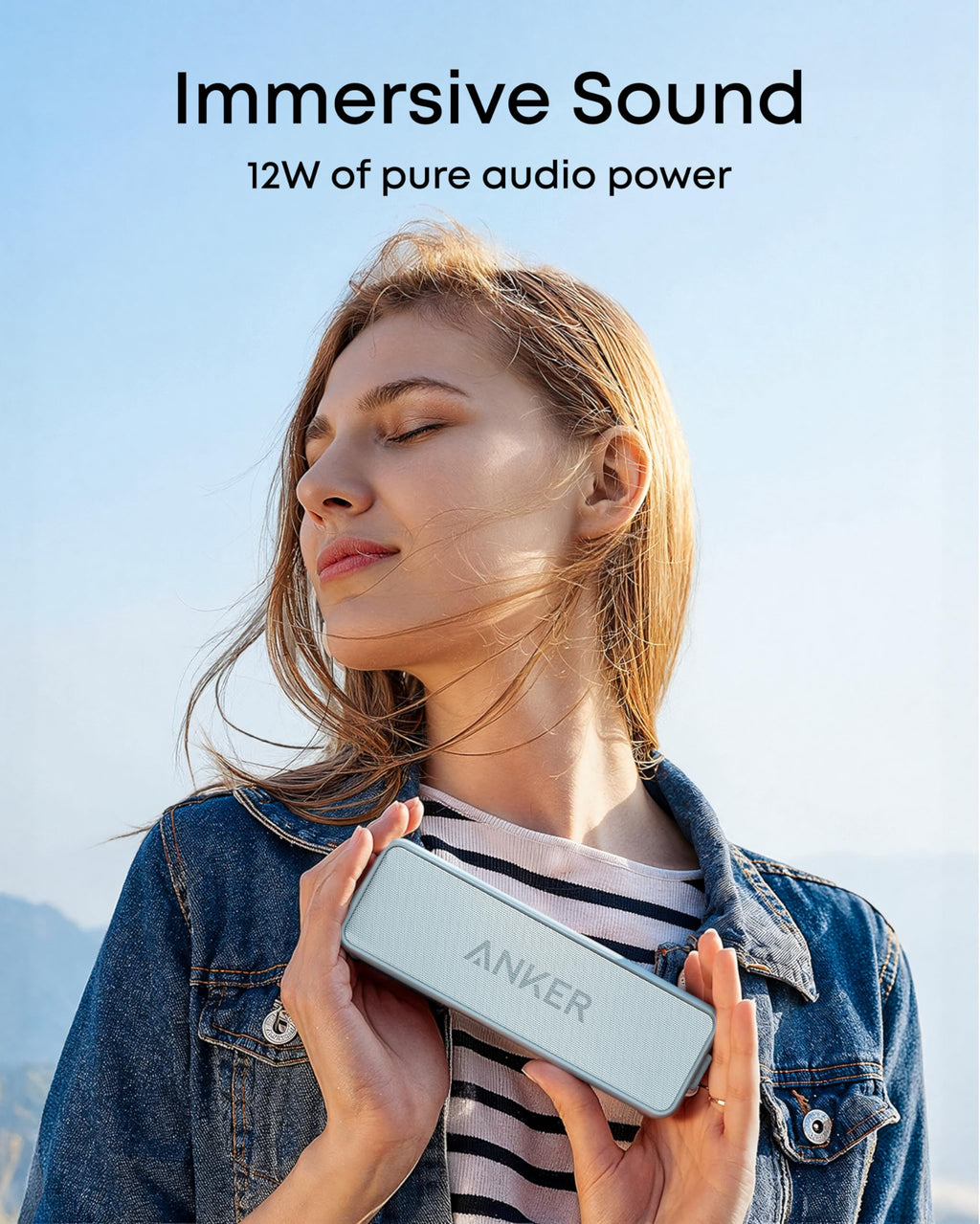 Anker Soundcore 2 - Altavoz Bluetooth portátil con sonido estéreo, Bluetooth 5, BassUp, impermeable IPX7, 24 horas de reproducción, emparejamiento estéreo inalámbrico, altavoz para el hogar, exterior