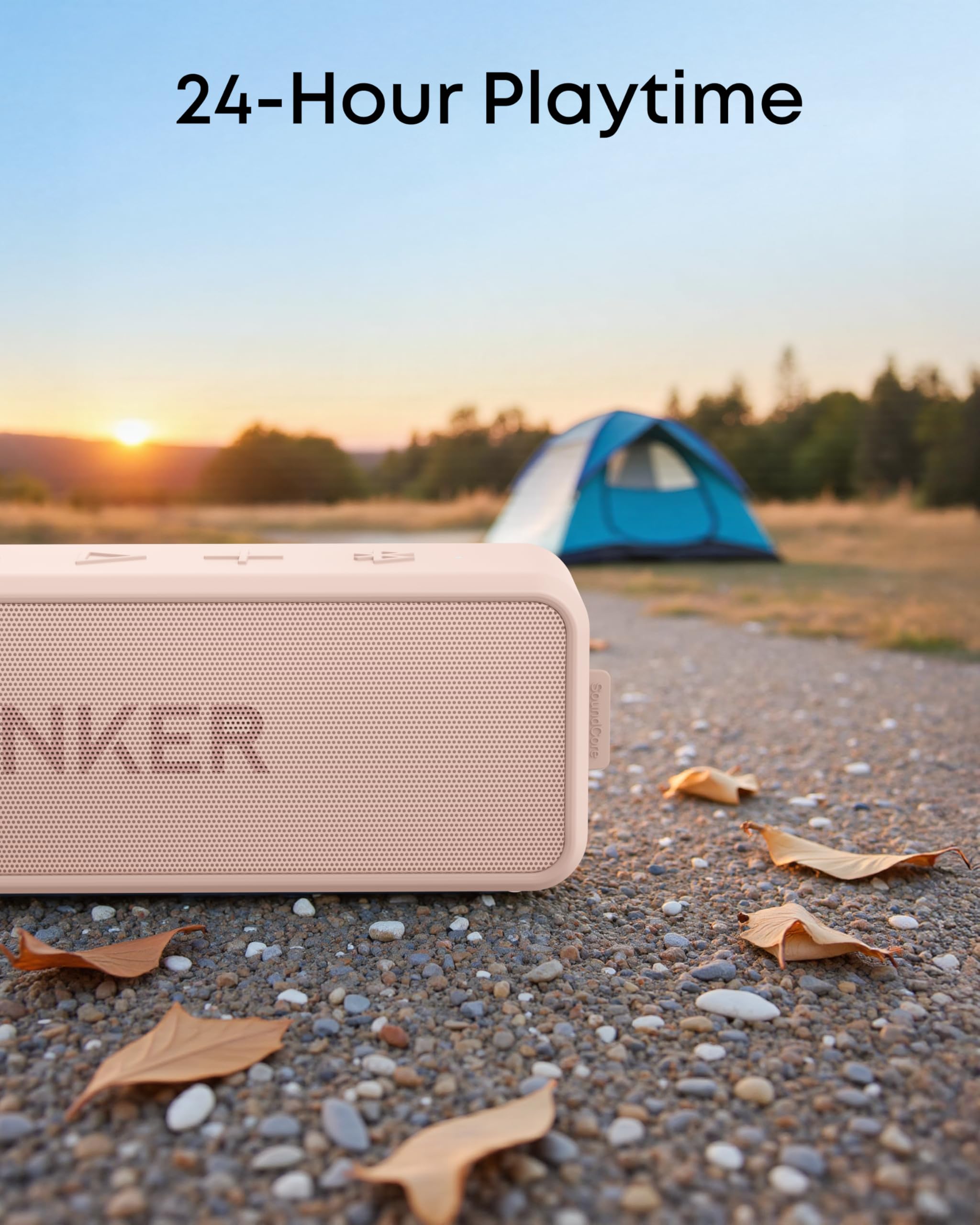 Anker Soundcore 2 - Altavoz Bluetooth portátil con sonido estéreo, Bluetooth 5, BassUp, impermeable IPX7, 24 horas de reproducción, emparejamiento estéreo inalámbrico, altavoz para el hogar, exterior