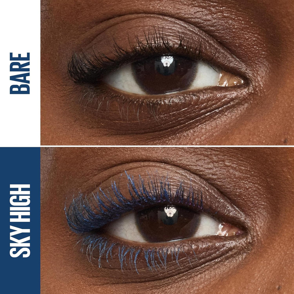 Maybelline Lash Sensational Sky High - Máscara de pestañas lavable, maquillaje, voluminizadora, alargadora, definidora, rizador, fórmula acumulable, negro más negro, 1 unidad