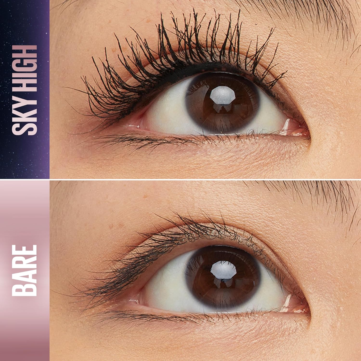 Maybelline Lash Sensational Sky High - Máscara de pestañas lavable, maquillaje, voluminizadora, alargadora, definidora, rizador, fórmula acumulable, negro más negro, 1 unidad